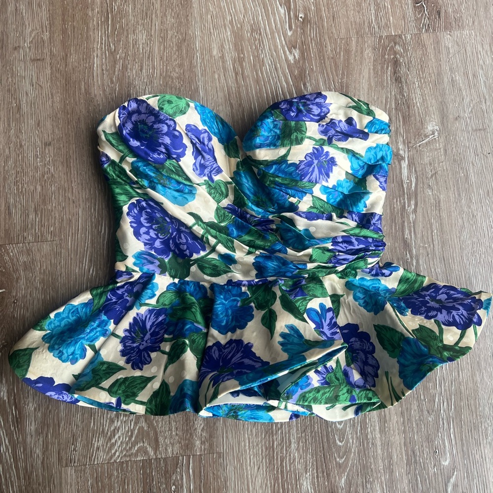 Ronny Kobo floral corset top BNWT 🌸 strapless peplum bustier S